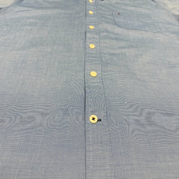 Men's TOMMY HILFIGER Custom Fit Long Sleeve Button Down Chambray Shirt- Size XL - Picture 7 of 11